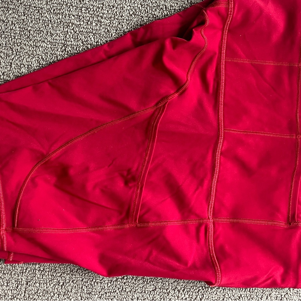 Lululemon Red Bike Shorts High Waist Moisture-Wicking - Picture 6 of 6